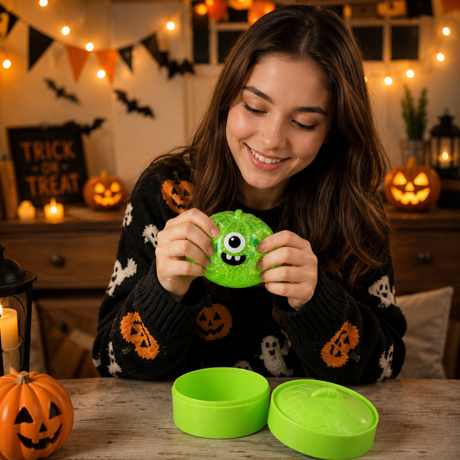 (Green Monster Buns) Halloween Slow-Rebound Soft Mini Bread Toy 8.5cm Stress-Relieving Squeeze Toy – product detail