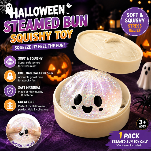 (White steamed buns) Halloween Slow-Rebound Soft Mini Bread Toy 8.5cm Stress-Relieving Squeeze Toy
