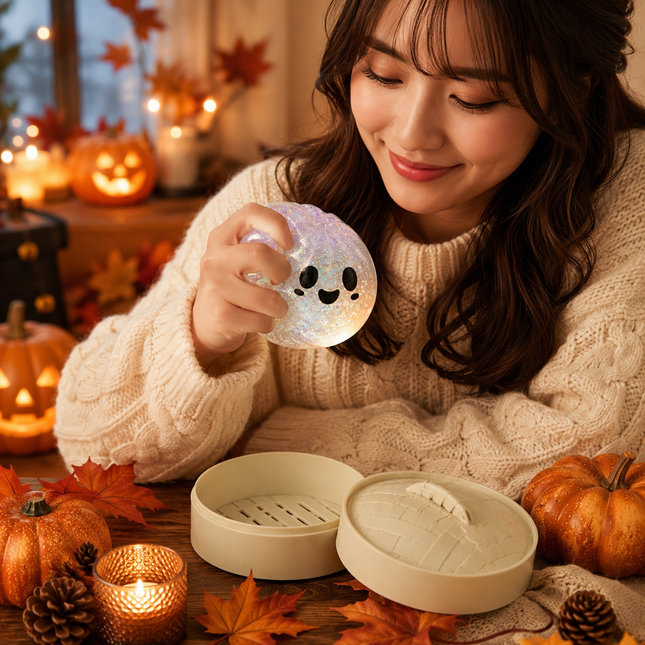 (White steamed buns) Halloween Slow-Rebound Soft Mini Bread Toy 8.5cm Stress-Relieving Squeeze Toy – product detail