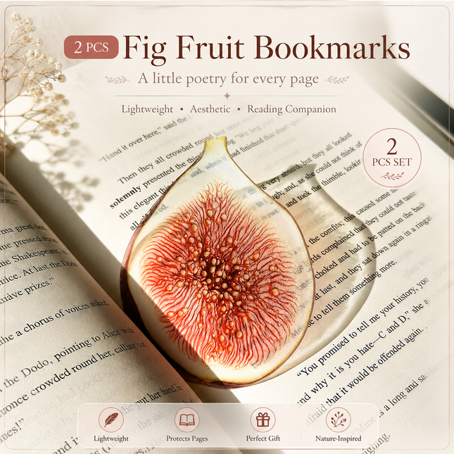 2PCS Cute Figs Acrylic Bookmarks Fruit Transparent Reading Bookmarks Aesthetic Page Markers for Book – product detail
