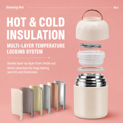 Black 850ml Thermal Food Jar with Spoon Portable Insulated Lunch Container Vacuum Soup Cup Leakproof Food Flask for Office Travel Camping Stew Rice Porridge Meal Prep