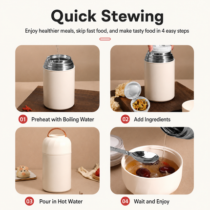 Red 850ml Thermal Food Jar with Spoon Portable Insulated Lunch Container Vacuum Soup Cup Leakproof Food Flask for Office Travel Camping Stew Rice Porridge Meal Prep