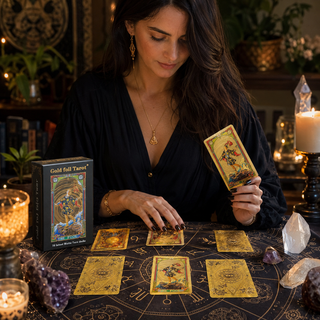 Gold Foil Eye Paper Box Tarot Cards Waterproof PVC Plastic 78 Card Tarot Deck Classic – product detail
