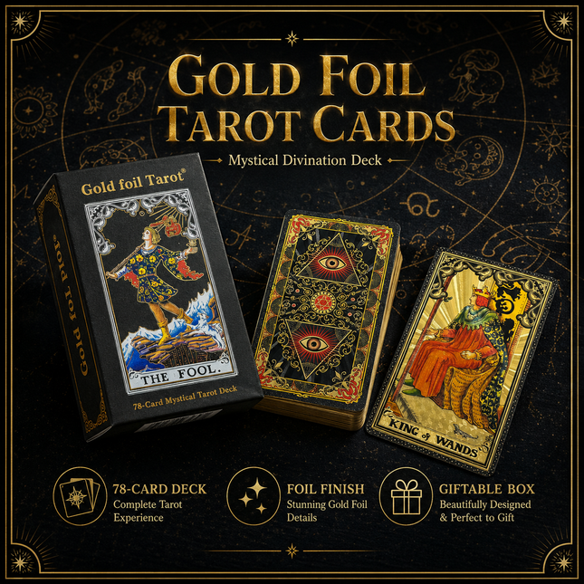 Gold Foil Tarot Cards Gilded Hexagram Paper Box Edition Waterproof PVC Plastic 78 Card Tarot