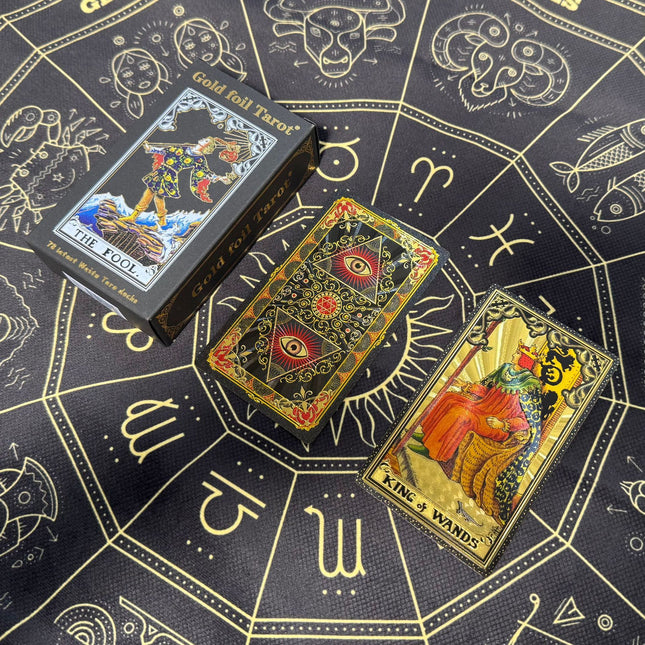 Gold Foil Tarot Cards Gilded Hexagram Paper Box Edition Waterproof PVC Plastic 78 Card Tarot – product detail