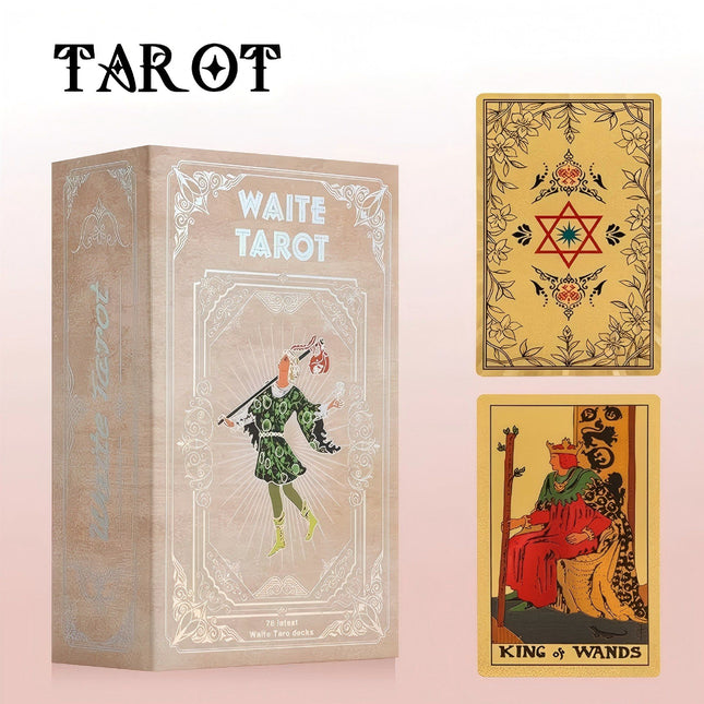 Gold Foil Hexagram Tarot Deck Boxed Set Waterproof PVC Plastic 78-Card Waite Tarot Cards – product detail