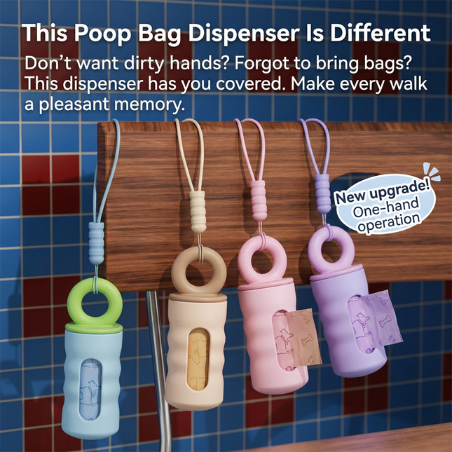 Blue Pet Poop Bag Dispenser with 4 Waste Bag Rolls Portable Dog Waste Bag Holder – product detail