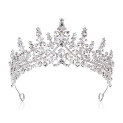Pearl Tassel Necklace & Rhinestone Tiara Set Bridal Crown Jewelry Accessories for Wedding Bride Prom Party Evening Events