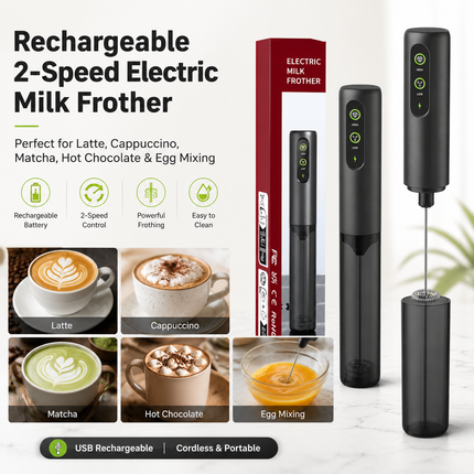 Rechargeable Handheld Milk Frother with Adjustable Speed Electric Whisk Mixer Portable Coffee Foam Maker – product detail