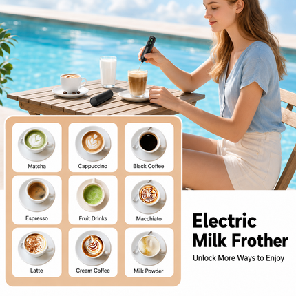 Rechargeable Handheld Milk Frother with Adjustable Speed Electric Whisk Mixer Portable Coffee Foam Maker – design and finish