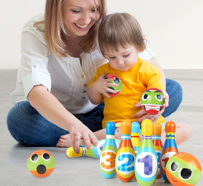 Mini Bowling Set 10 Pins 2 Balls Indoor Outdoor Family Party Game Soft Bowling Toy – product detail