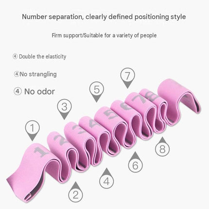 Green and purple 8 Grid Yoga Stretching Strap and 60LB Resistance Band Set for Pilates Workout Adjustable Stretch Band with Numbered Positions Glute Training Exercise Band Fitness Equipment for Yoga Dance Flexibility Training