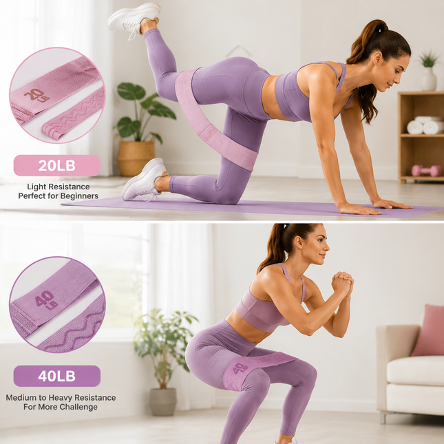 20LB and 40LB Booty Resistance Band Set Fabric Glute Bands for Women Hip Training Pilates Yoga Home – product detail
