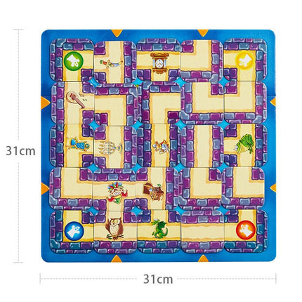 Ghost Maze Board Game Family Strategy Game Interactive Flying Chess Tabletop Puzzle Game with Treasure Hunt Cards Moving Maze Pieces for Home Entertainment Party Activities