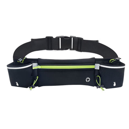 Green Running Belt and 2 Pack LED Wrist Light Set Outdoor Sports Waist Bag with Water Bottle Holder Reflective Running Belt and Rechargeable Safety Wrist Lights for Night Running Hiking Cycling Fitness