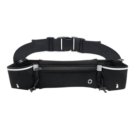 Black Running Waist Pack Sports Belt with Water Bottle Holder Adjustable Phone Waist Bag Reflective Lightweight Fanny Pack for Marathon Running Hiking Cycling Walking Fitness and Outdoor Activities