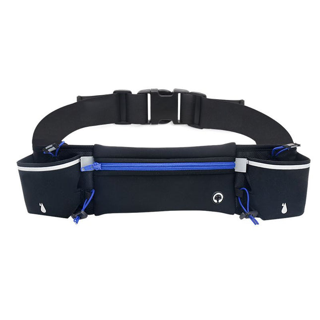 Blue Running Waist Pack Sports Belt with Water Bottle Holder Adjustable Phone Waist Bag – product detail