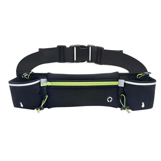 Green Running Waist Pack Sports Belt with Water Bottle Holder Adjustable Phone Waist Bag – product detail