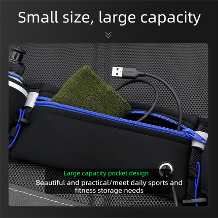 Green Running Waist Pack Sports Belt with Water Bottle Holder Adjustable Phone Waist Bag Reflective Lightweight Fanny Pack for Marathon Running Hiking Cycling Walking Fitness and Outdoor Activities