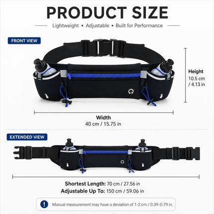 Green Running Waist Pack Sports Belt with Water Bottle Holder Adjustable Phone Waist Bag Reflective Lightweight Fanny Pack for Marathon Running Hiking Cycling Walking Fitness and Outdoor Activities