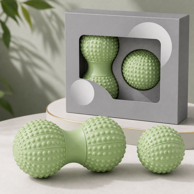Green TPR Peanut Massage Ball Set