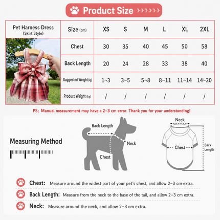 Navy Blue Plaid Pet Harness Dress with Leash for Small Dogs and Cats S Size Bow Design Vest Outfit Walking – hardware detail