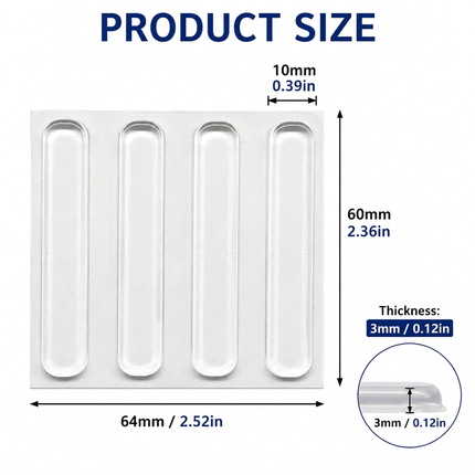 Clear Silicone Door Handle Bumper Strips 4 Pack Long Strip Self
