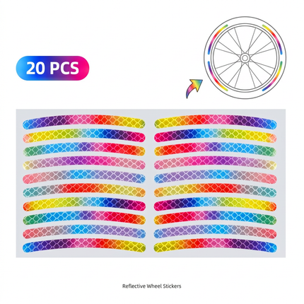 Rainbow Reflective Wheel Stickers (Bike Accessories)