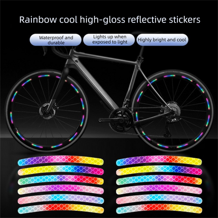 Rainbow Reflective Wheel Stickers (Bike Accessories)