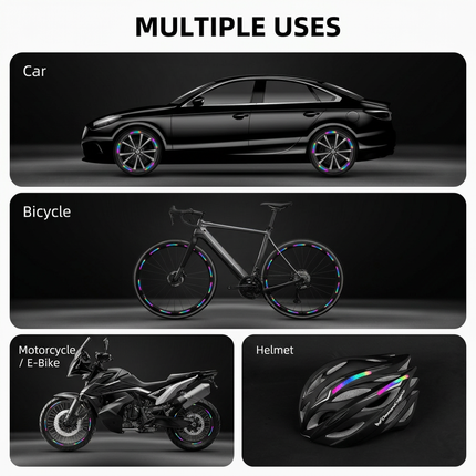 Rainbow Reflective Wheel Stickers (Bike Accessories)