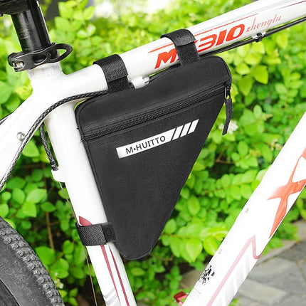 Black Bicycle Frame Bag - Triangular Storage Bag for Cycling