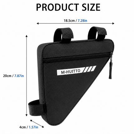 Black Bicycle Frame Bag - Triangular Storage Bag for Cycling