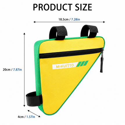 Yellow-Green Bicycle Frame Bag - Triangular Storage Bag for Cycling