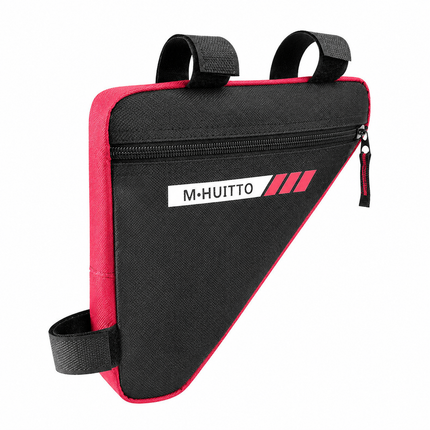 Black-Red Bicycle Frame Bag - Triangular Storage Bag for Cycling