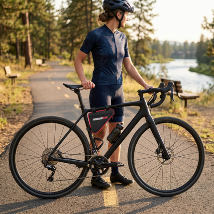 Black-Red Bicycle Frame Bag - Triangular Storage Bag for Cycling