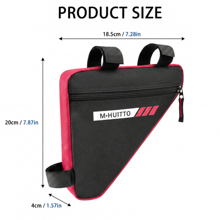 Black-Red Bicycle Frame Bag - Triangular Storage Bag for Cycling