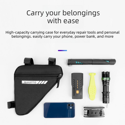Black-Blue Bicycle Frame Bag - Triangular Storage Bag for Cycling