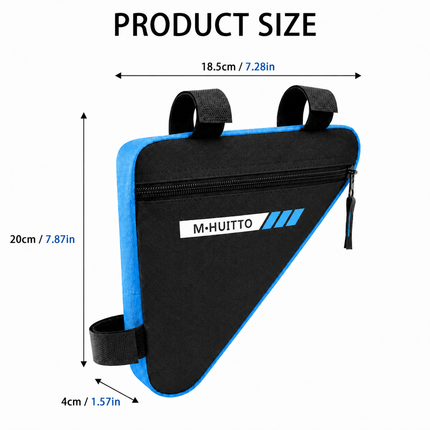 Black-Blue Bicycle Frame Bag - Triangular Storage Bag for Cycling