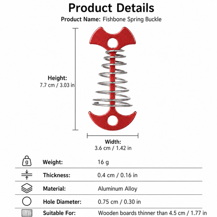 Red Fishbone Spring Tent Pegs - 5 Pack Outdoor Camping Stakes for Tent Guy Lines, Canopy and Board Fixing