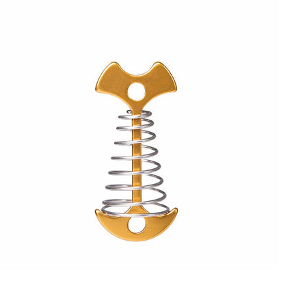 Gold Fishbone Spring Tent Pegs - 5 Pack Outdoor Camping Stakes for Tent Guy Lines, Canopy and Board Fixing