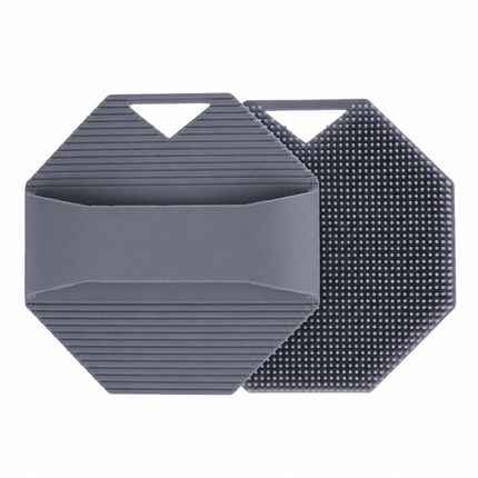 2 Pack Silicone Body Scrubber Shower Brush Grey Octagon Bath Brush Exfoliating Back Scrubber with Handle for Men Women Home Bathroom Body Cleaning