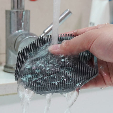 2 Pack Silicone Body Scrubber Shower Brush Grey Octagon Bath Brush Exfoliating Back Scrubber with Handle for Men Women Home Bathroom Body Cleaning
