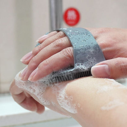 2 Pack Silicone Body Scrubber Shower Brush Grey Octagon Bath Brush Exfoliating Back Scrubber with Handle for Men Women Home Bathroom Body Cleaning
