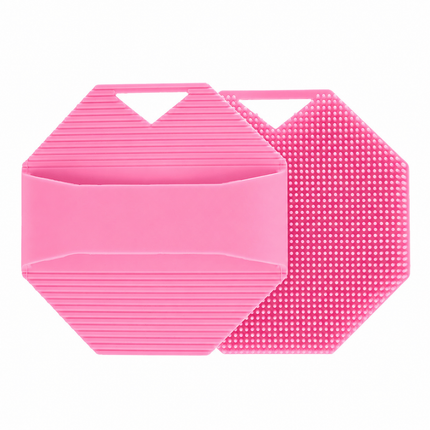 2 Pack Silicone Body Scrubber Shower Brush Pink Octagon Bath Brush Exfoliating Back Scrubber with Handle for Men Women Home Bathroom Body Cleaning