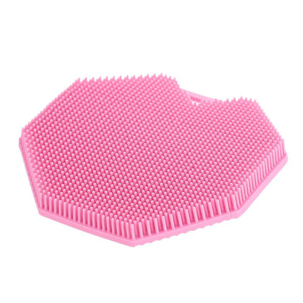 2 Pack Silicone Body Scrubber Shower Brush Pink Octagon Bath Brush Exfoliating Back Scrubber with Handle for Men Women Home Bathroom Body Cleaning