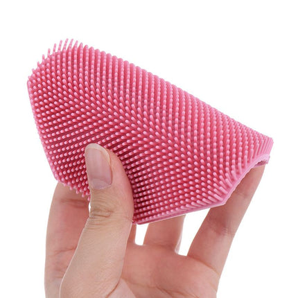 2 Pack Silicone Body Scrubber Shower Brush Pink Octagon Bath Brush Exfoliating Back Scrubber with Handle for Men Women Home Bathroom Body Cleaning