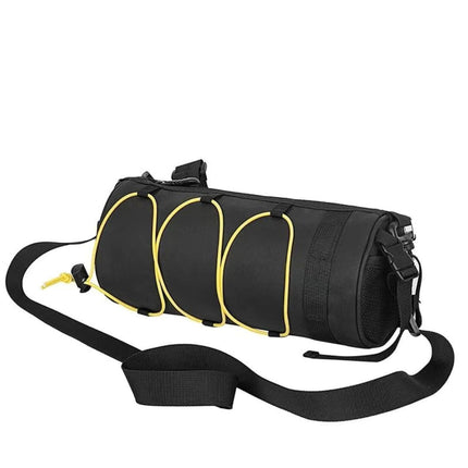 Black Bicycle Handlebar Bag with Fluorescent Yellow Elastic Cord