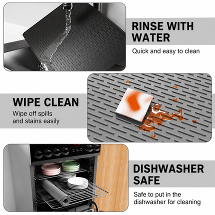 Grey Silicone Countertop Protector and Dish Drying Mat (71x50cm)