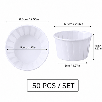 Handheld Batter Dispenser - 900ml with 50 White Cupcake Liners for Baking, Cake Making and Dessert Preparation