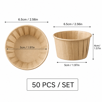 Light Brown 50Pcs Cupcake Baking Cups 2.56in Greaseproof Paper Liners